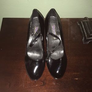black costume heels